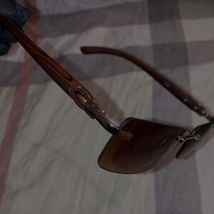 Gold/ Brown gradient squared+rounded rimless designer luxury glasses NEW unisx